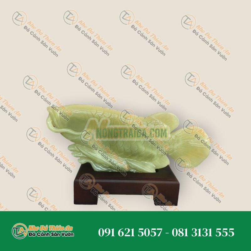 Tượng Cá Rồng Ngân Long Phong Thủy Tài Lộc Đá Ngọc Onyx 30cm | May Mắn & Thịnh Vượng