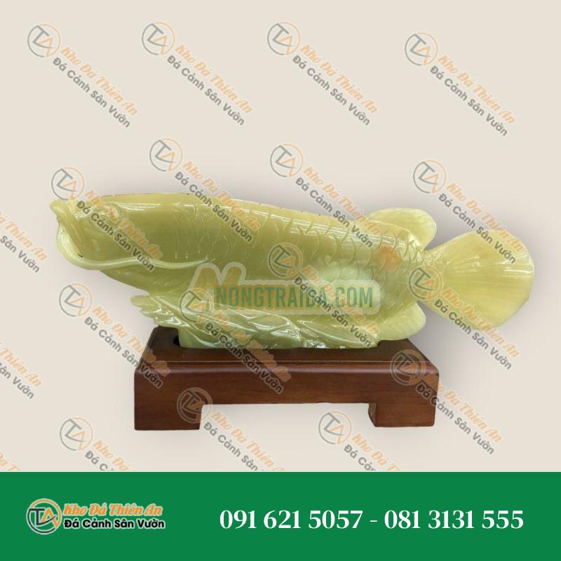 Tượng Cá Rồng, Cá Ngân Long Phong Thủy Tài Lộc Đá Ngọc Onyx – Dài 38cm