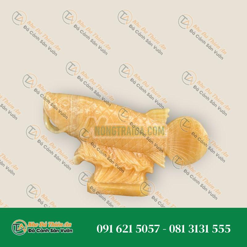 Tượng Cá Rồng Phong Thủy Đá Ngọc Hoàng Long Size Nhỏ – Dài 22cm