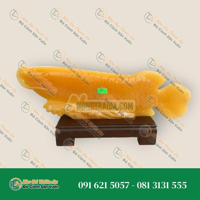 Tượng Cá Rồng Phong Thủy Tài Lộc Đá Ngọc Hoàng Long 40cm | May Mắn & Thịnh Vượng