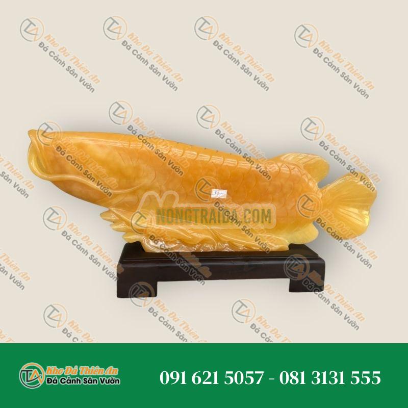 Tượng Cá Rồng Phong Thủy Tài Lộc Đá Ngọc Hoàng Long – Dài 50cm | Đem Lại May Mắn