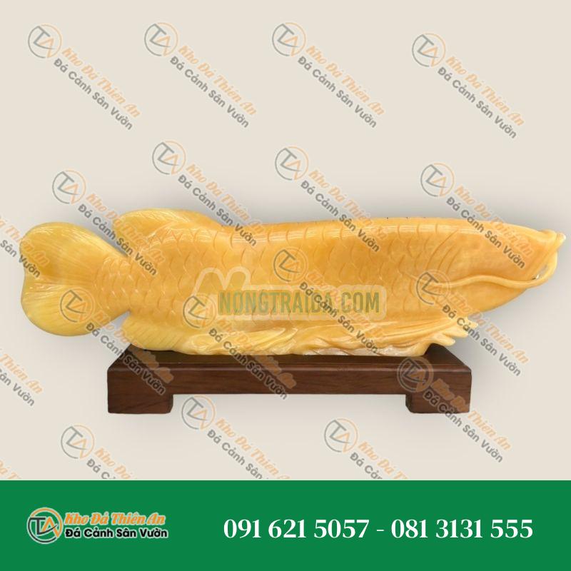 Tượng Cá Rồng Phong Thủy Tài Lộc Đá Ngọc Hoàng Long 60cm | May Mắn & Thịnh Vượng