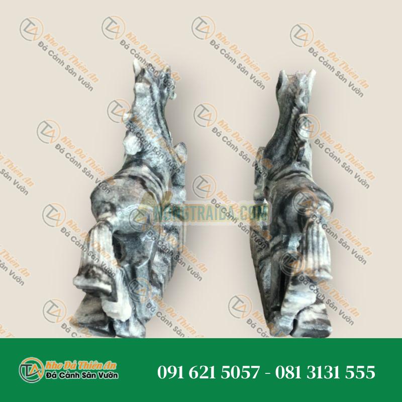 Cặp Tượng Ngựa Phong Thủy Đá Cẩm Thạch Vân Đen – Rước Công Danh & Tài Lộc