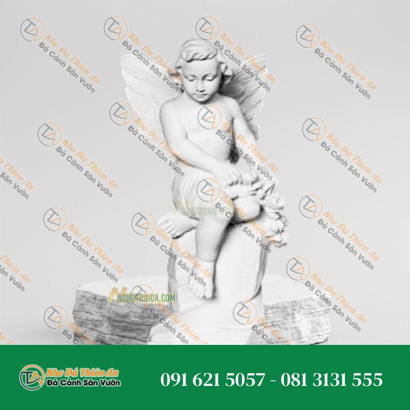 Tượng Cậu Bé Thiên Thần Ngồi Bên Hoa Hồng 130cm – Nét Đẹp Ngây Thơ | Khodathienan.com