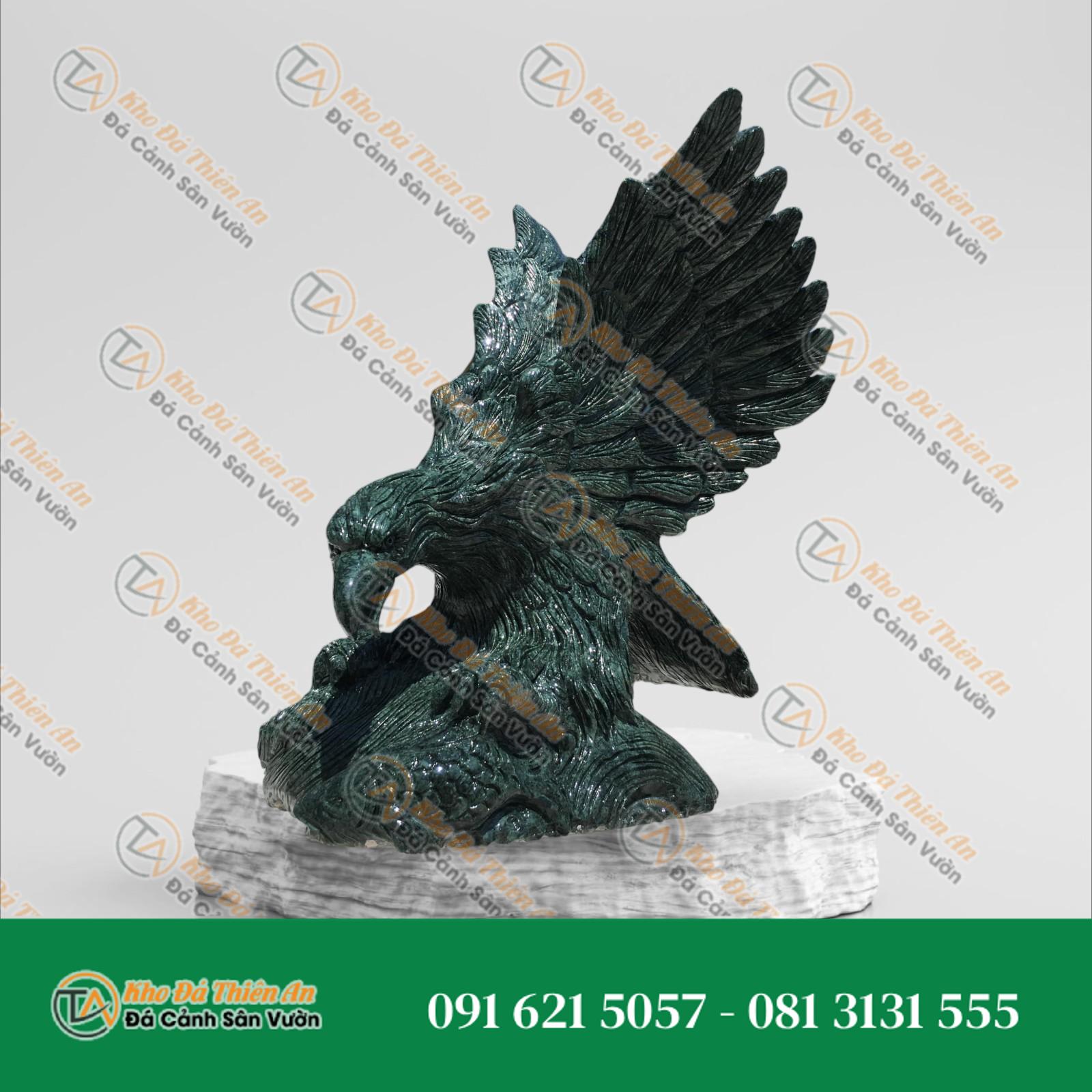 Tượng Chim Đại Bàng Đá Xanh Ấn Độ – 42cm – Khodathienan.com