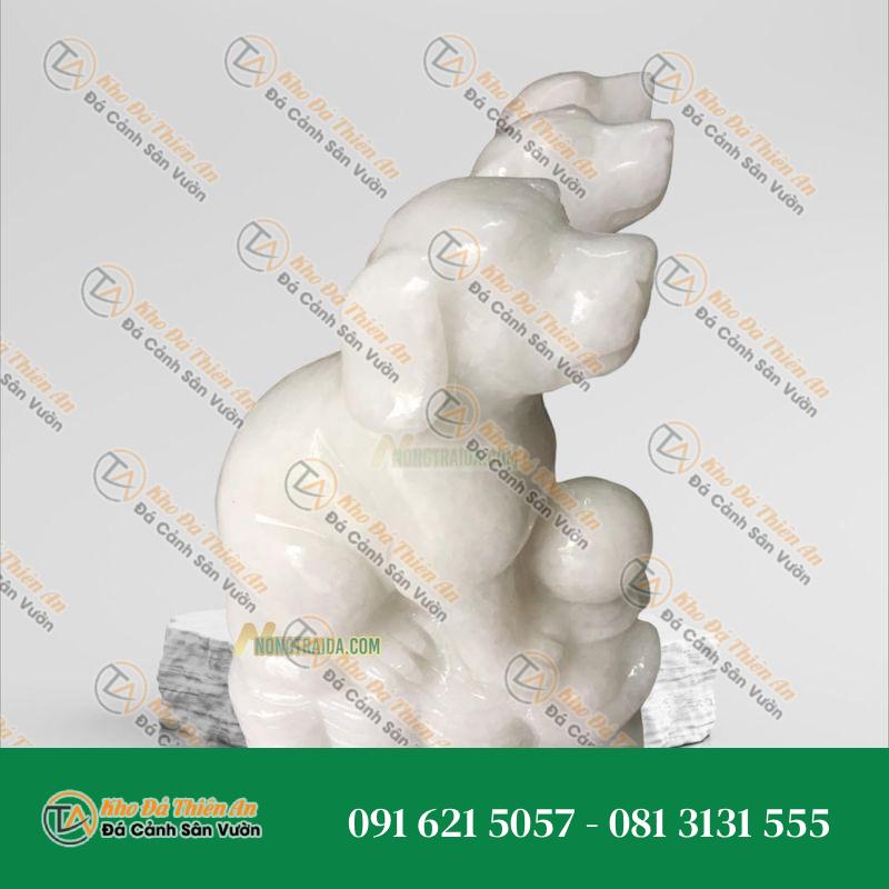 Tượng Chó Đá Cẩm Thạch Trắng Ôm Bi 35cm, Kiểu Dáng Tinh Xảo, Dễ Thương | Khodathienan.com