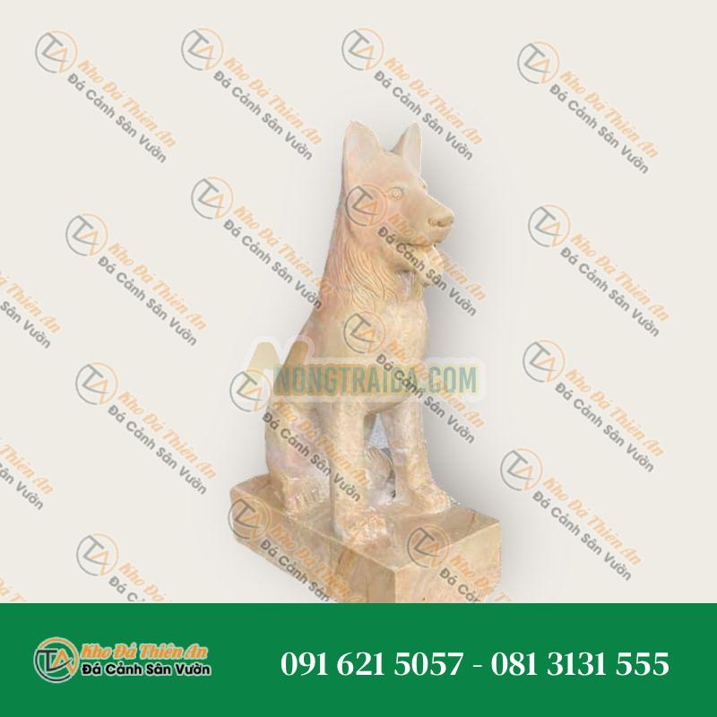 Tượng Chó Đá Cẩm Thạch Vàng Cà Rốt 55cm | Biểu Tượng Tài Lộc & May Mắn