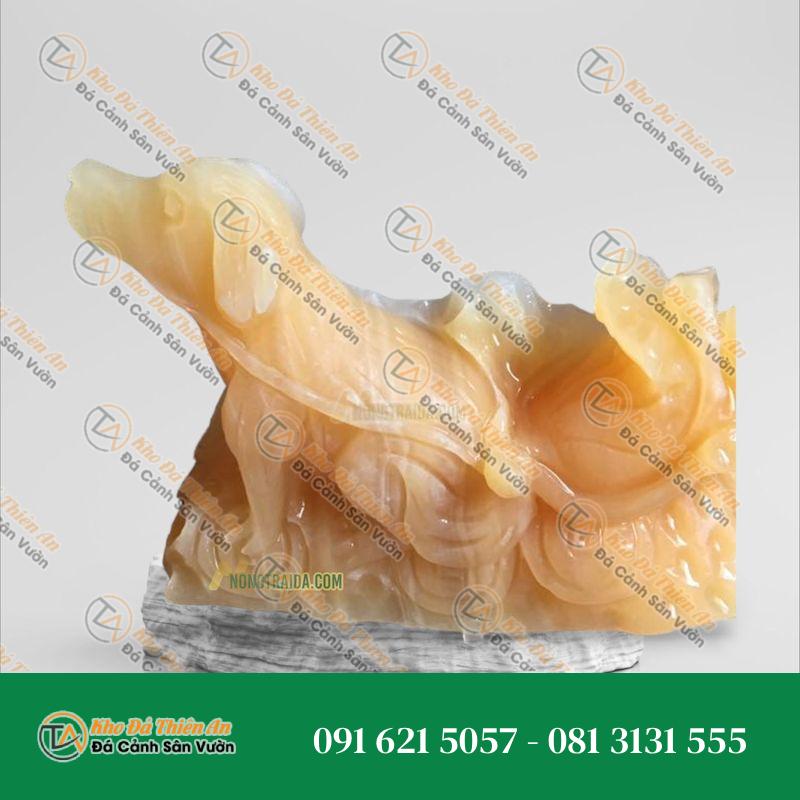Tượng Chó Đá Ngọc Hoàng Long Kéo Bao Tiền 38cm | Phong Thủy Tài Lộc