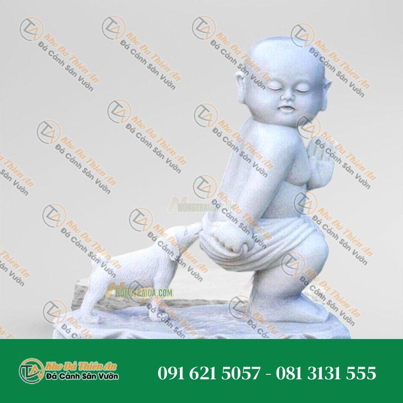 Tượng Chú Tiểu Đá Chó Cắn Mông 61cm | Phong Thủy & Trang Trí | Khodathienan.com