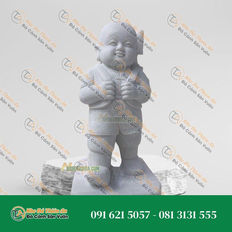 Tượng Chú Tiểu Đá Đi Bộ 52cm – Nét Đẹp Hồn Nhiên – Khodathienan.com