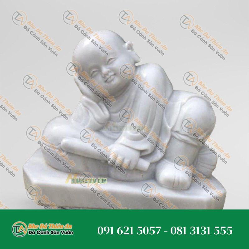 Tượng Chú Tiểu Bằng Đá Nằm Ngủ | Kích Thước 65cm, Tinh Tế & Bình An