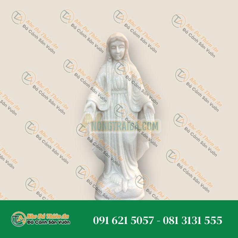 Tượng Chúa Ban Ơn và Đức Mẹ Maria Bằng Đá Cẩm Thạch Trắng – Cao 40cm