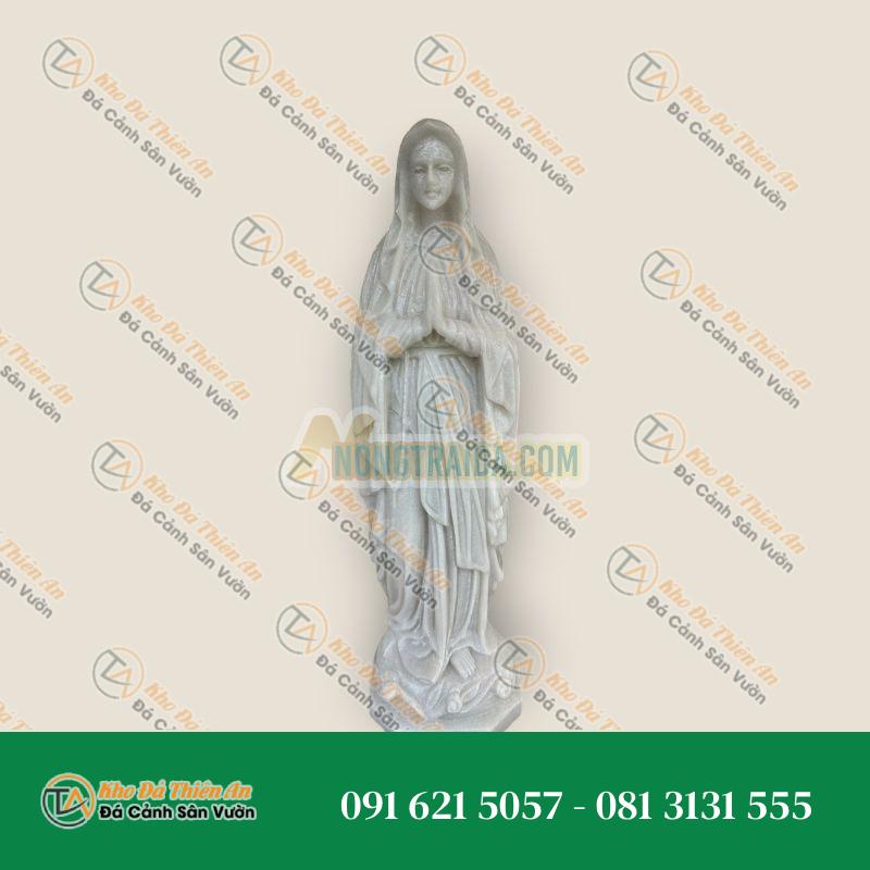 Tượng Chúa Chấp Tay, Đức Mẹ Maria Đá Cẩm Thạch Trắng – Cao 50cm – Kiểu Dáng Sang Trọng, Uy Nghi | Khodathienan.com