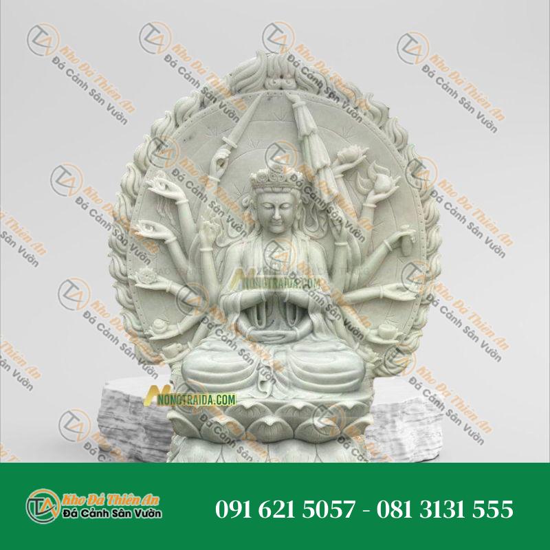 Tượng Chuẩn Đề – Đá Trắng Xanh 95cm – Khodathienan.com