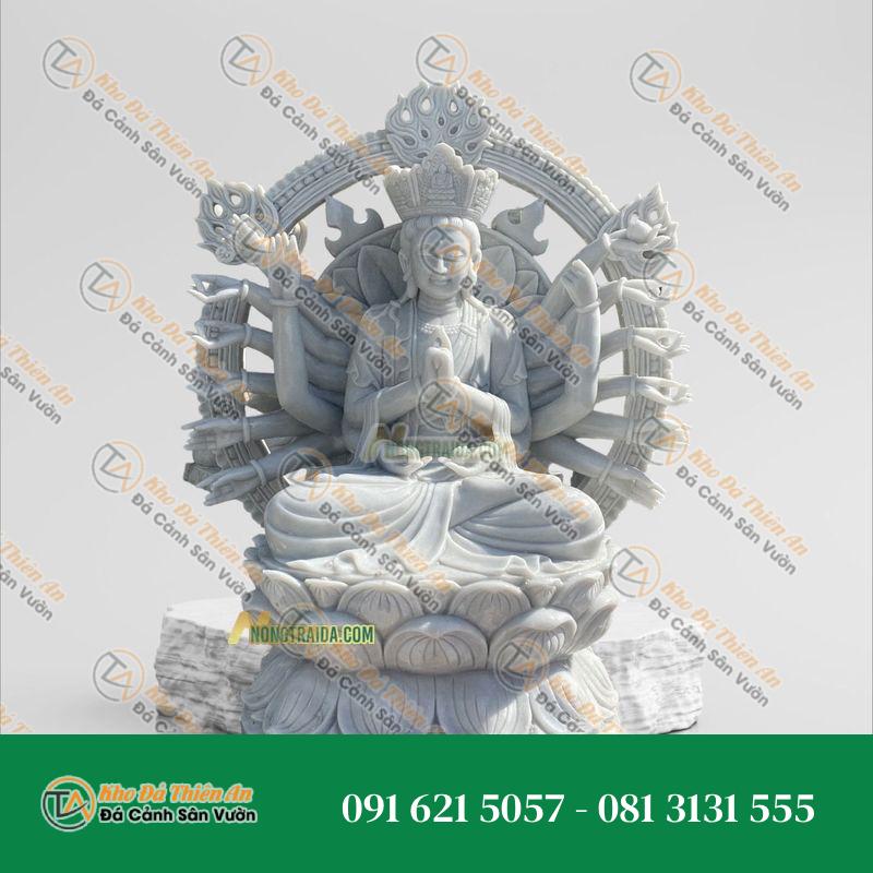 Tượng Chuẩn Đề Bằng Sứ & Đá Trắng Cẩm Thạch | Kích Thước 109cm, Tâm Linh & Sang Trọng