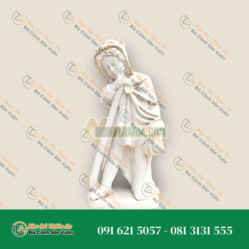 Tượng Cô Gái Bằng Đá Cẩm Thạch Trắng – Nghệ Thuật Tinh Xảo