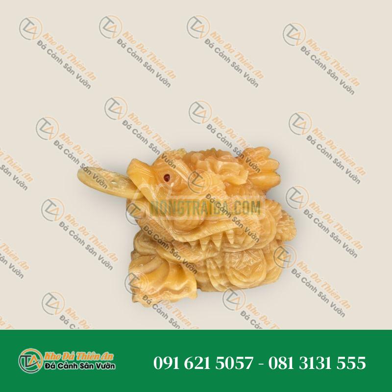 Tượng Thiềm Thừ Cõng Bắp Cải Đá Ngọc Hoàng Long 15cm – Chiêu Tài & Phong Thủy