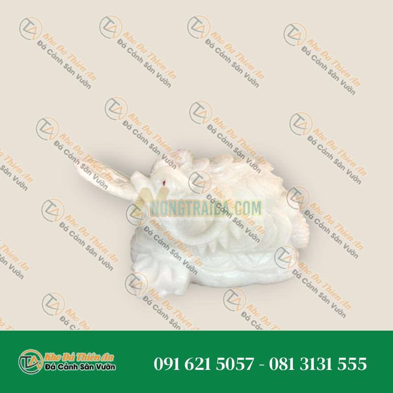 Tượng Cóc Ngậm Tiền Thiềm Thừ Đá Cẩm Thạch Trắng 20cm – Chiêu Tài & Hút Lộc