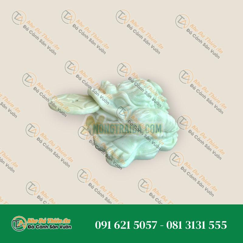 Tượng Thiềm Thừ Đá Cẩm Thạch Trắng Xanh 12cm – Chiêu Tài & Hút Lộc