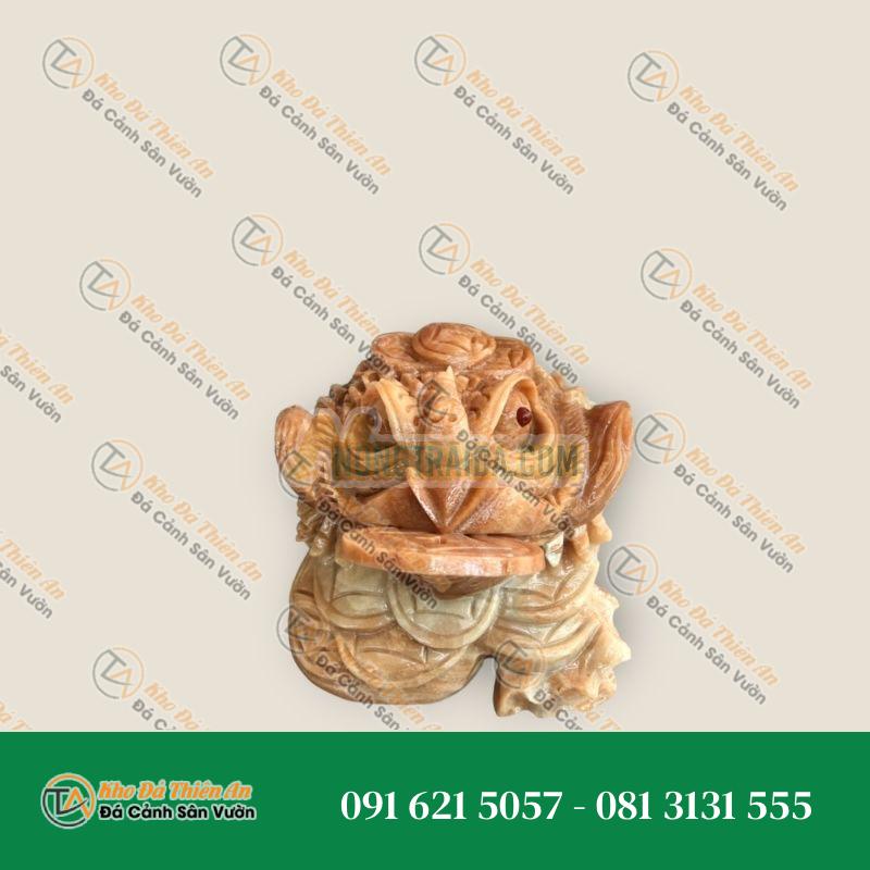 Tượng Thiềm Thừ Đá Cẩm Thạch Vân Gỗ 15cm – Chiêu Tài Lộc, Hút May Mắn