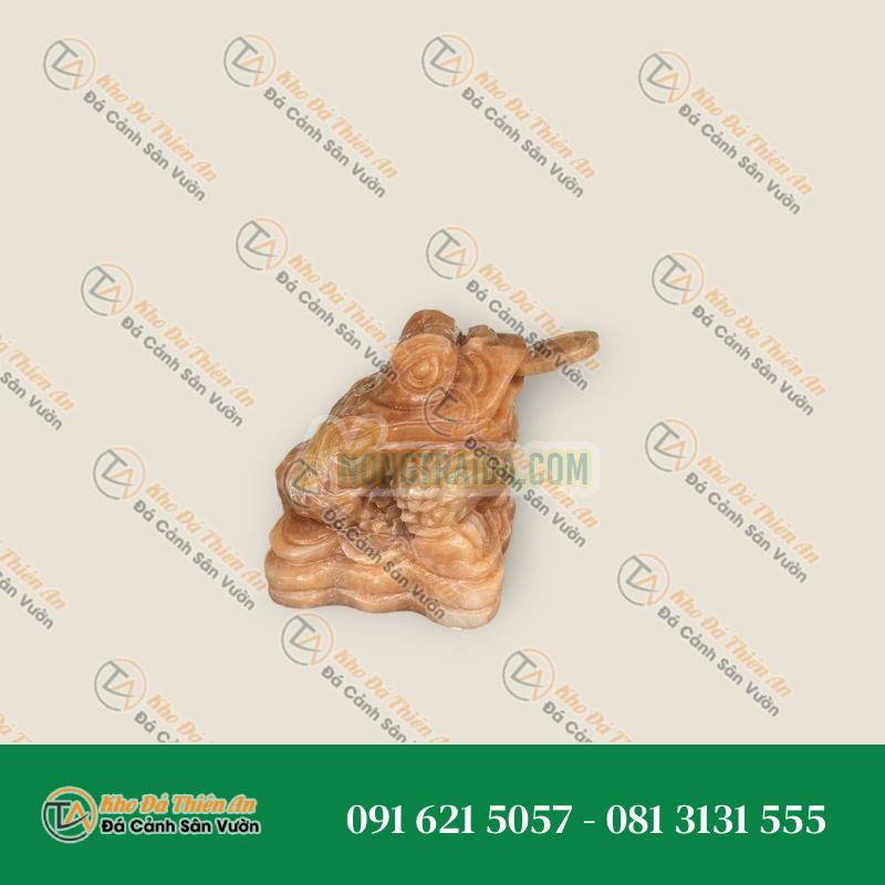 Tượng Thiềm Thừ Đá Cẩm Thạch Vân Gỗ 7cm – Chiêu Tài & Hút Lộc