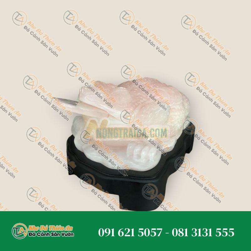 Tượng Cóc Ngậm Tiền Thiềm Thừ Đá Cẩm Thạch Tứ Quý 24cm – Chiêu Tài Lộc