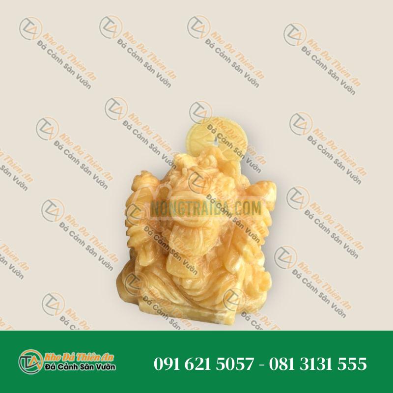 Tượng Cóc Ngậm Tiền Thiềm Thừ Đá Ngọc Hoàng Long 13cm – Chiêu Tài Lộc Phong Thủy