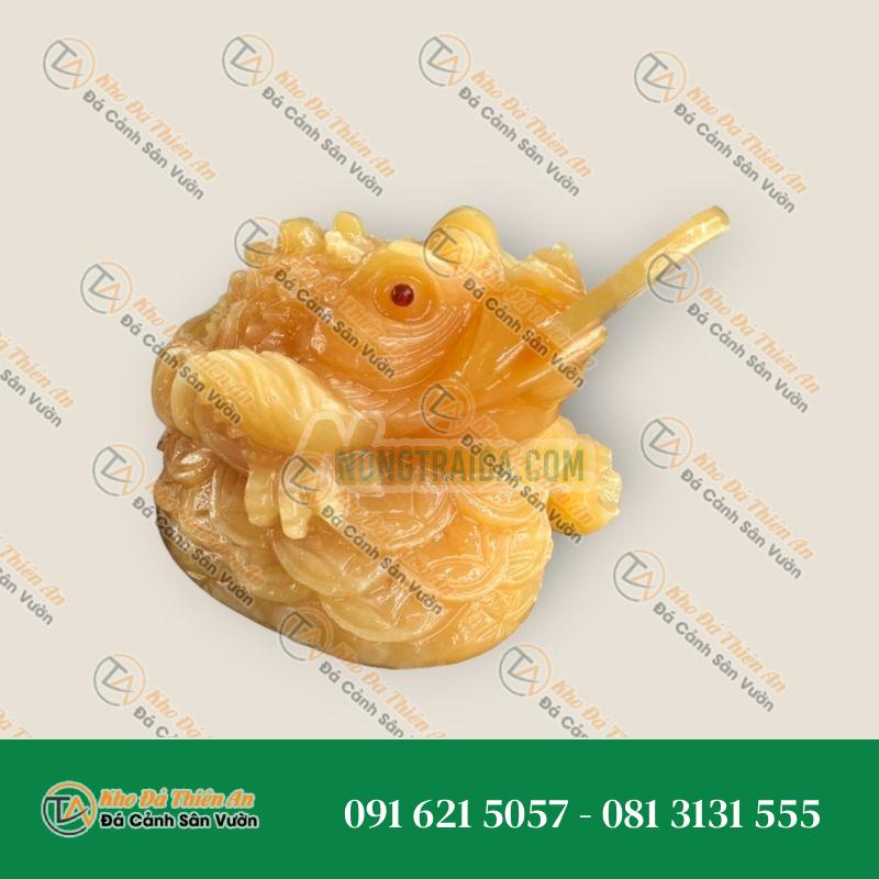 Tượng Thiềm Thừ Đá Ngọc Hoàng Long 15cm – Chiêu Tài Lộc, May Mắn