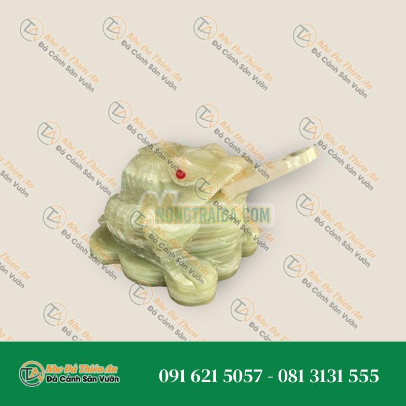 Tượng Cóc Ngậm Tiền Thiềm Thừ Đá Ngọc Onyx 12cm – Chiêu Tài Lộc, Phong Thủy May Mắn