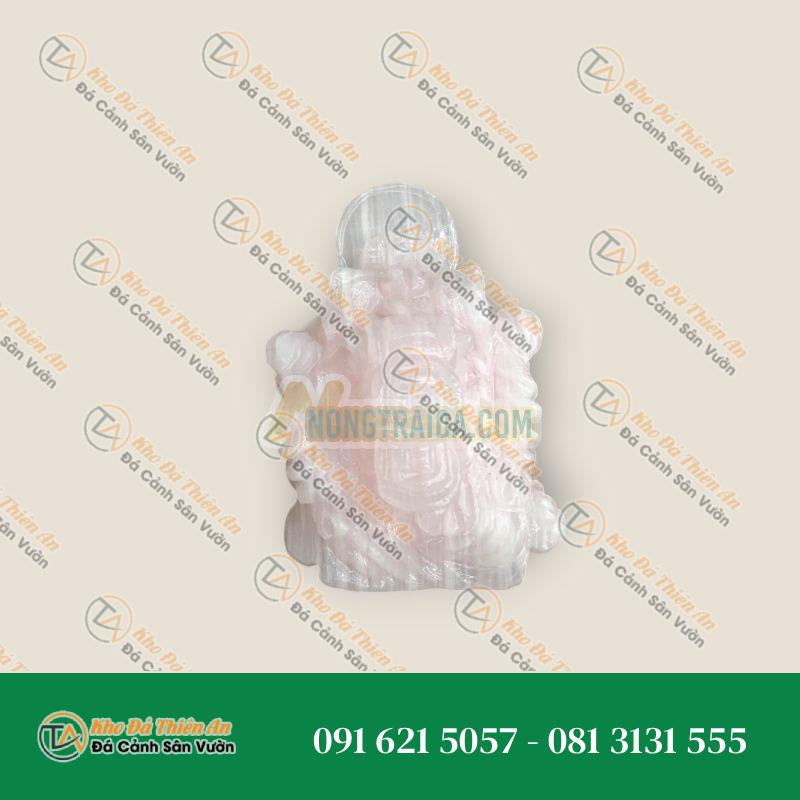 Tượng Cóc Ngậm Tiền Thiềm Thừ Đá Thạch Anh Hồng 8cm – Chiêu Tài Lộc, May Mắn