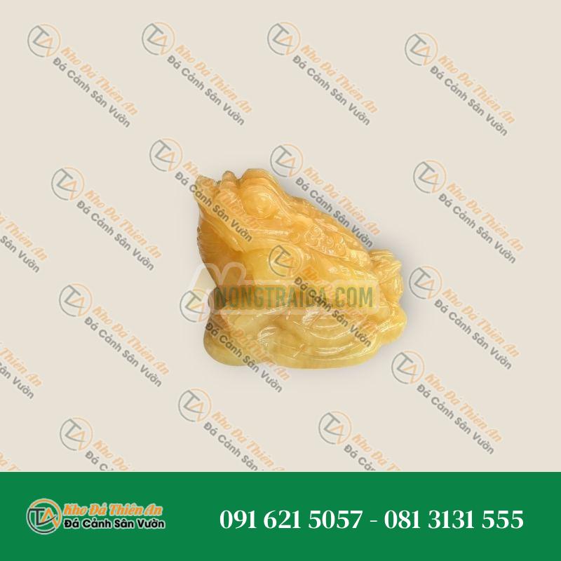 Tượng Thiềm Thừ Thạch Anh Vàng 10cm – Cóc Ngậm Tiền Phong Thủy Chiêu Tài Lộc