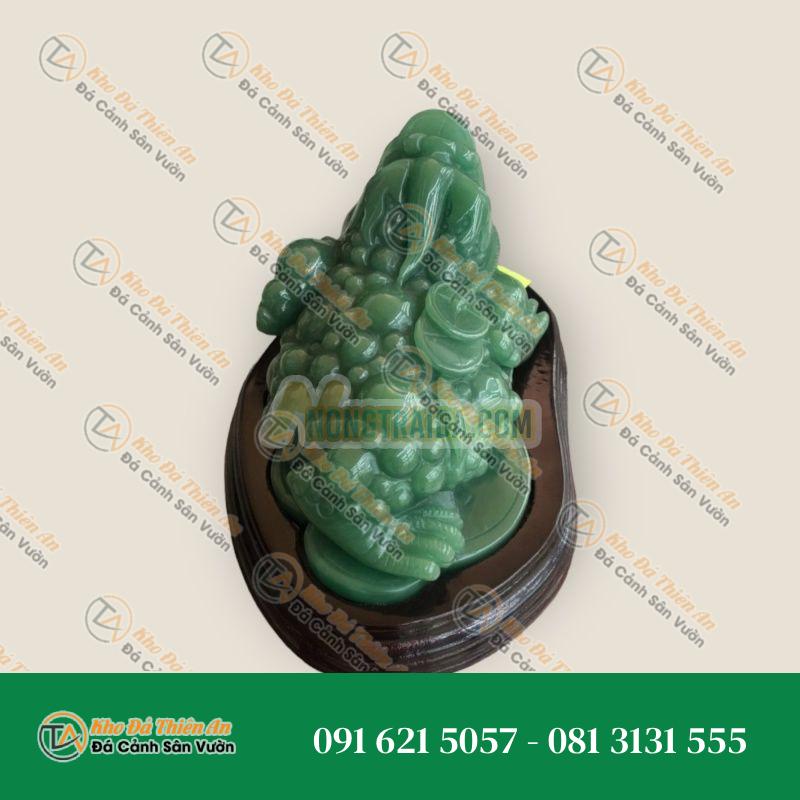 Tượng Thiềm Thừ Đá Thạch Anh Xanh Aventurine 1,36kg – Cóc Ngậm Tiền Chiêu Tài Lộc
