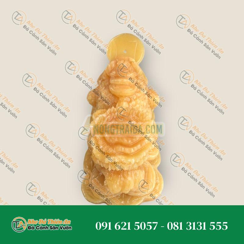 Tượng Thiềm Thừ Cõng Bắp Cải Đá Ngọc Hoàng Long 20cm – Chiêu Tài Lộc Phong Thủy