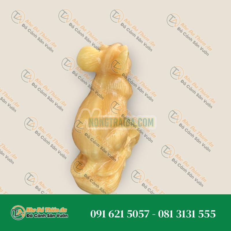 Tượng Chuột Giáp Phong Thủy Đá Ngọc Hoàng Long 20cm – Trang Trí Phòng Khách, Bàn Làm Việc