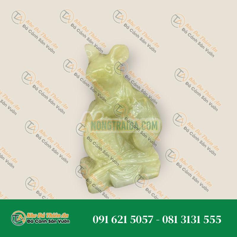 Tượng Chuột Giáp Tuổi Tý Phong Thủy Đá Ngọc Onyx – Cao 15cm, Đặt Bàn Làm Việc