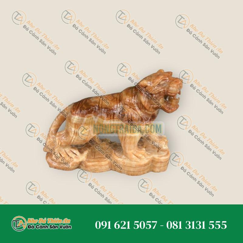 Tượng Hổ Giáp Phong Thủy Đá Cẩm Thạch Vân Gỗ 15cm – Trang Trí Phòng Khách, Bàn Làm Việc