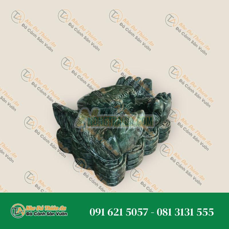 Tượng Con Cua Phong Thủy Đá Ngọc Ấn Độ 15cm | Tài Lộc & May Mắn Cho Bàn Làm Việc