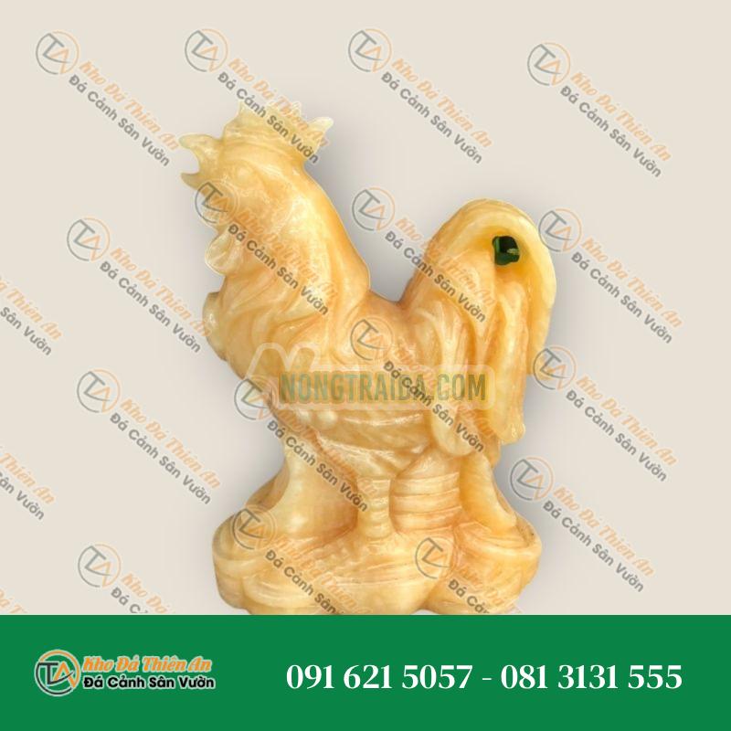 Tượng Gà Giáp Phong Thủy Đá Ngọc Hoàng Long – Cao 15cm, Trang Trí Bàn Làm Việc