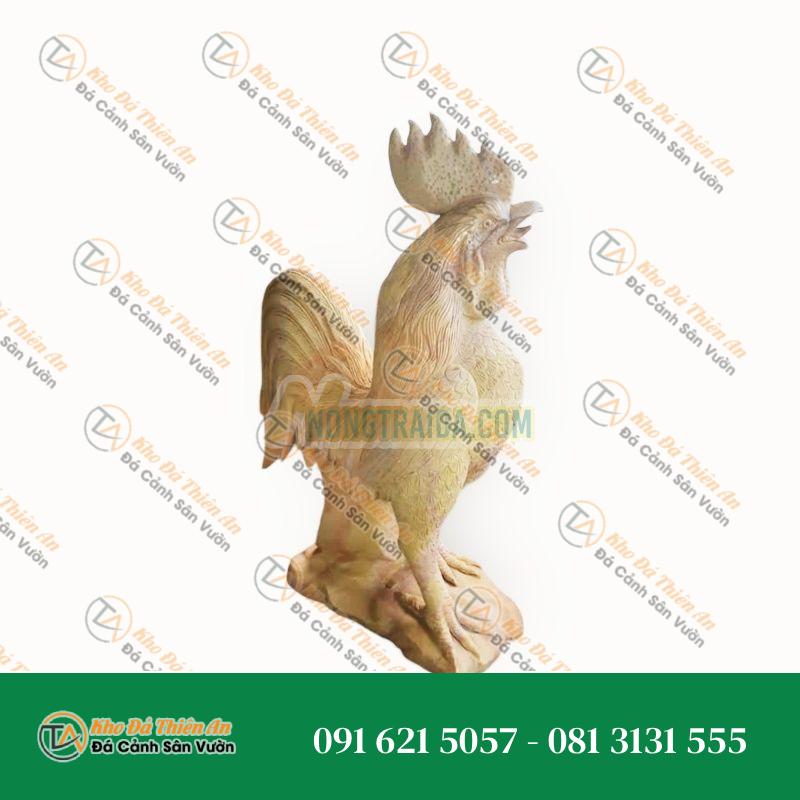 Tượng Gà Trống Đá Cẩm Thạch Vàng Cà Rốt 33cm – Biểu Tượng Phong Thủy May Mắn