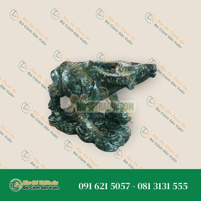 Tượng Trâu Giáp Đứng Trên Tiền Vàng Đá Ngọc Ấn Độ 20cm – Phong Thủy Thu Hút Tài Lộc