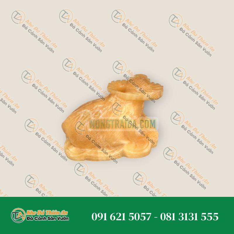 Tượng Con Trâu Giáp Phong Thủy Đá Ngọc Hoàng Long – Dài 11cm