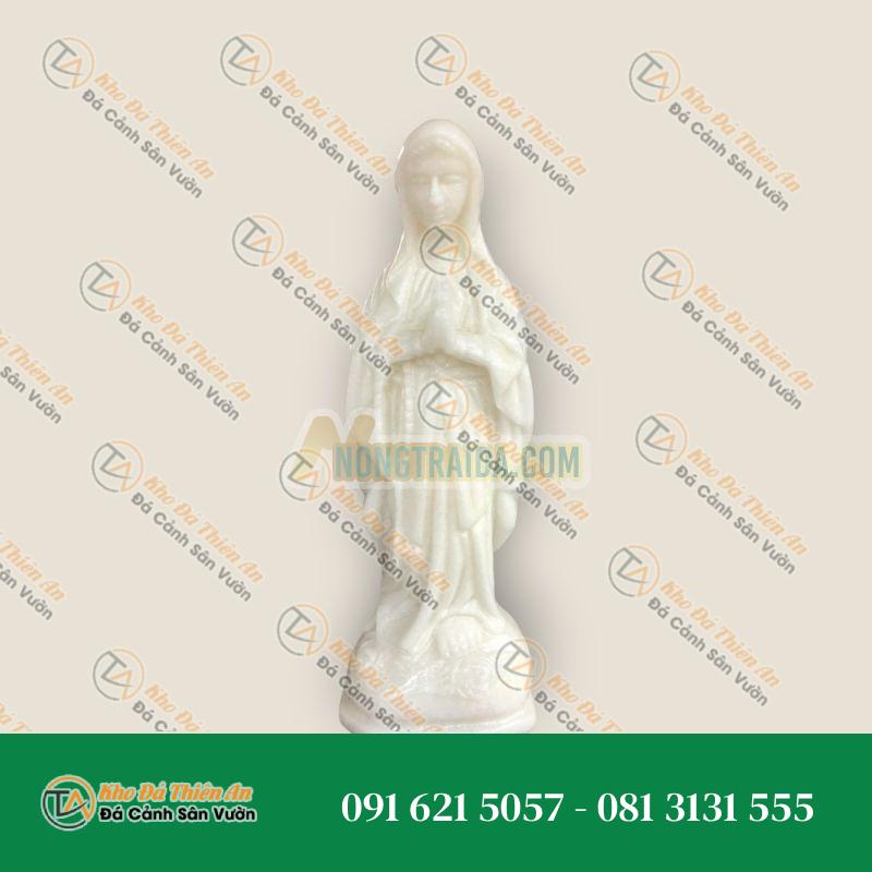 Tượng Đức Mẹ Maria Chấp Tay Bằng Đá Cẩm Thạch Trắng – Cao 30cm