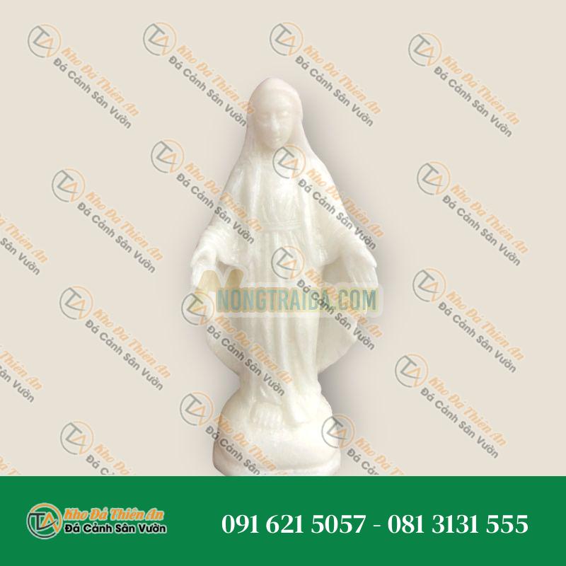 Tượng Đức Mẹ Maria Đá Cẩm Thạch Trắng – Cao 20cm – Khodathienan.com