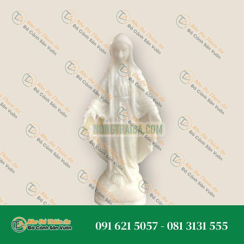 Tượng Đức Mẹ Maria Bằng Đá Cẩm Thạch Trắng – Cao 25cm
