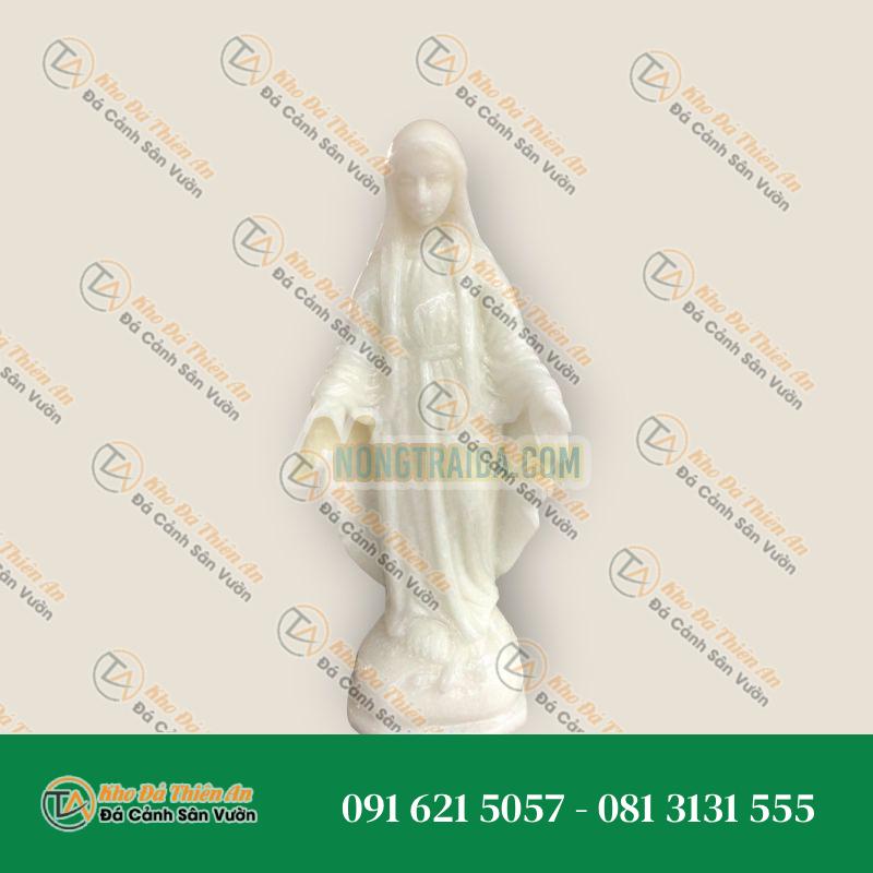 Tượng Đức Mẹ Maria Đá Cẩm Thạch Trắng – Cao 30cm – Khodathienan.com