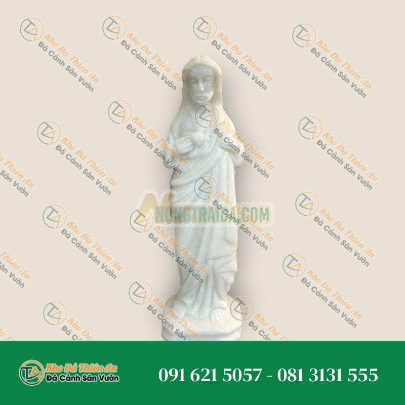 Tượng Thánh Tâm Chúa Giêsu Bằng Đá Cẩm Thạch Trắng – Cao 25cm