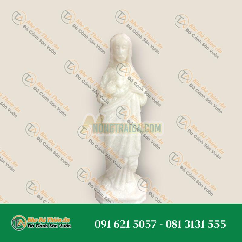 Tượng Thánh Tâm Chúa Giêsu Đá Cẩm Thạch Trắng 20cm – Nét Đẹp Thiêng Liêng | Khodathienan.com