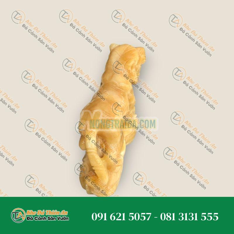 Tượng Cọp Giáp Phong Thủy Đá Ngọc Hoàng Long 15cm – Trang Trí Phòng Khách, Bàn Làm Việc
