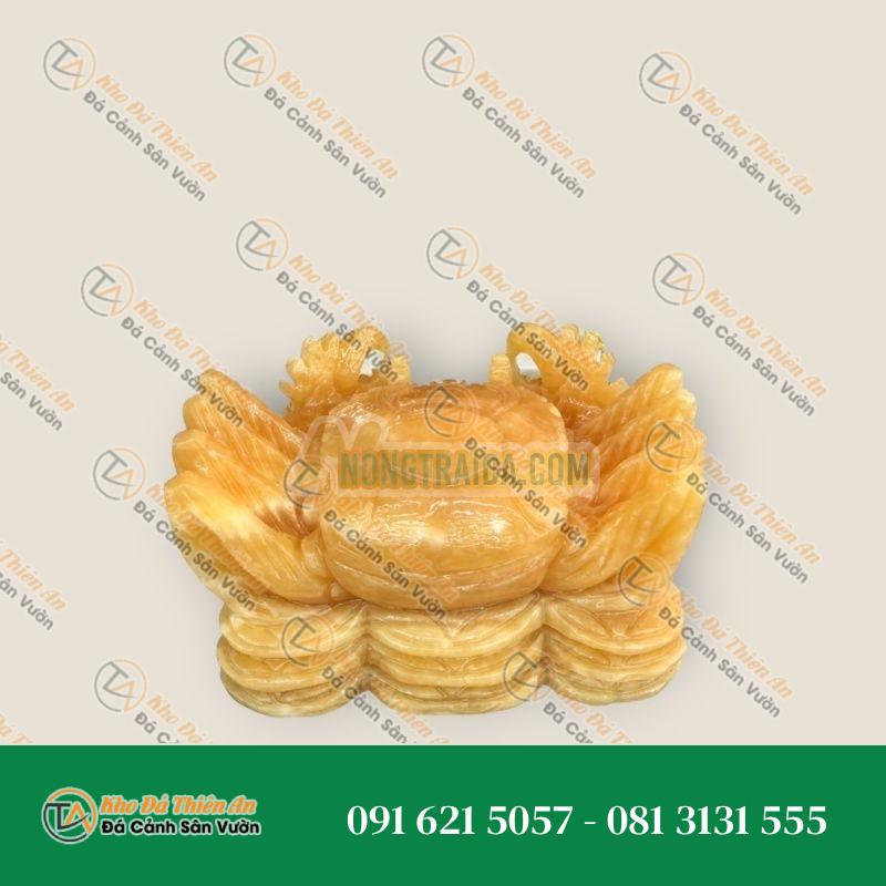 Tượng Cua Phong Thủy Đá Ngọc Hoàng Long Đặt Bàn Làm Việc – Dài 20cm