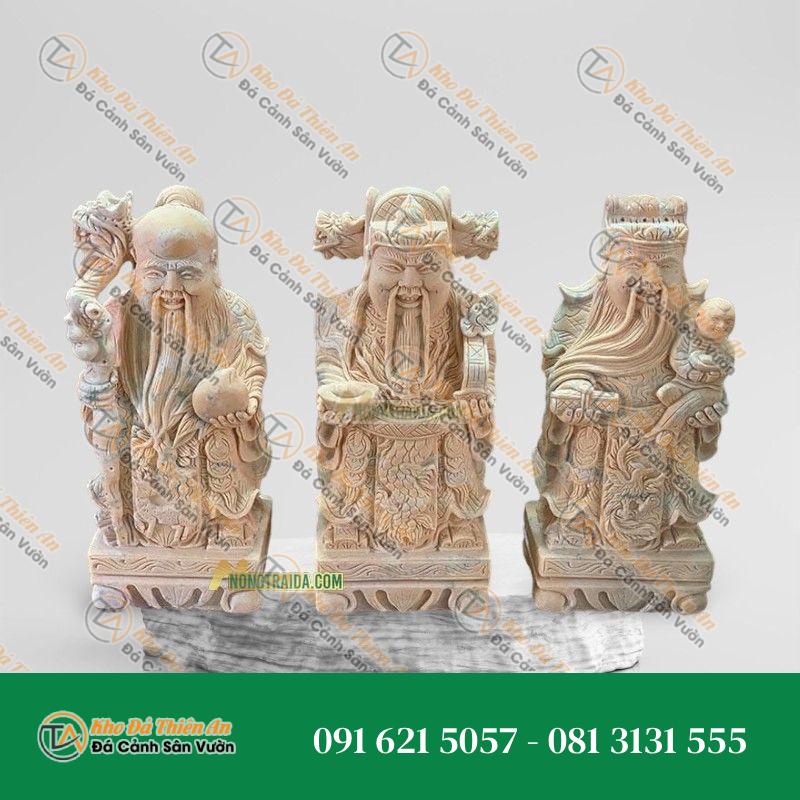 Tượng 3 Ông Phúc Lộc Thọ – Đá Vàng Cẩm Thạch 162cm – Kiểu Dáng Độc Đáo, Phong Cách | Khodathienan.com